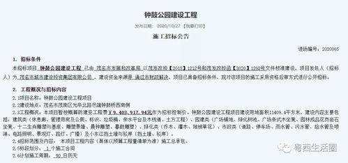 茂名市钟鼓公园施工项目启动劳务分包招标，工期三个月